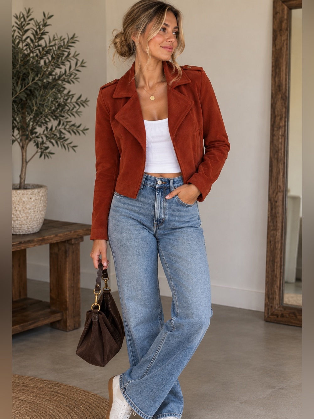 Philosophy Republic Clothing Rust Faux Suede Moto Jacket Women’s XS